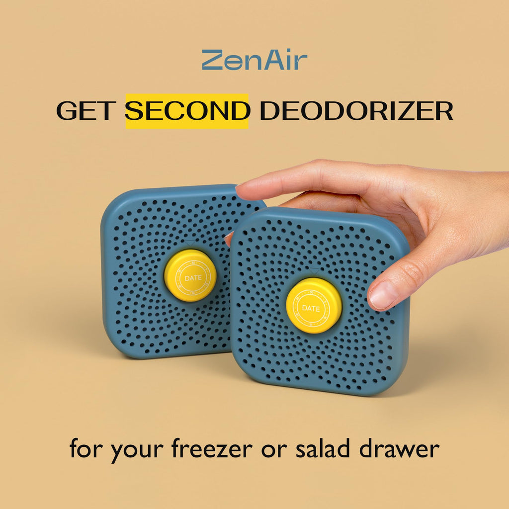 ZenAir Fridge Deodorizer Odor Eliminator - Refrigerator Deodorizer More Effective Than Baking Soda - Activated Charcoal Fridge, Freezer, Pantry Air Freshener - Non-toxic Smell, Moisture Odor Absorber