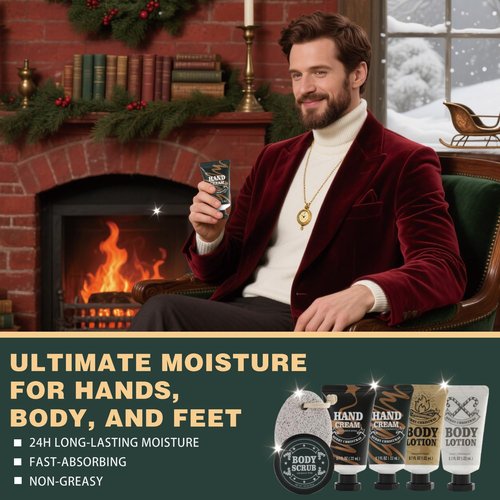 BODY & EARTH 2025 Advent Calendar for Men - 24 Days of Beard Care Gifts with Sandalwood & Cedar Oil
