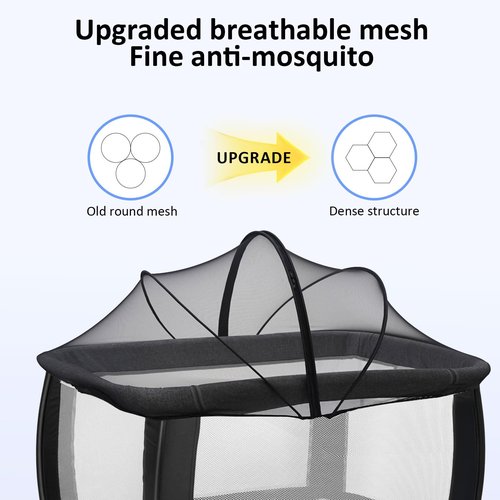 Cheermomo Pack n Play Cover, Travel Crib Tent, Pack and Play Mosquito Net Cover with 2-Way Zipper for Playpen/Mini Crib/Twin Bassinet to Keep Cats Out, Black