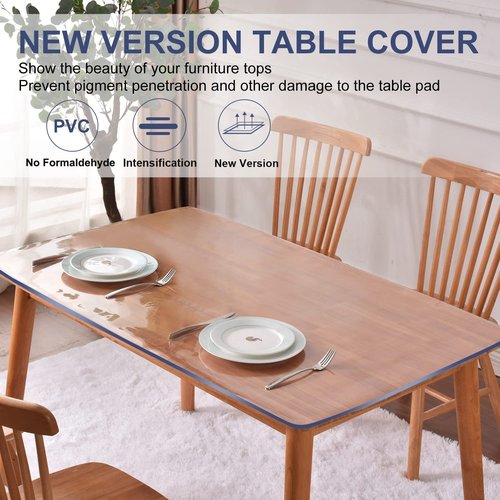 36x78 Rectangular Table Cover Protector Clear Plastic PVC Tablecloth Office Desk Pad Mat for Meeting Patio Garden Coffee Glass Dining Buffet Table Bar Countertop Protection Waterproof Vinyl Non-Slip