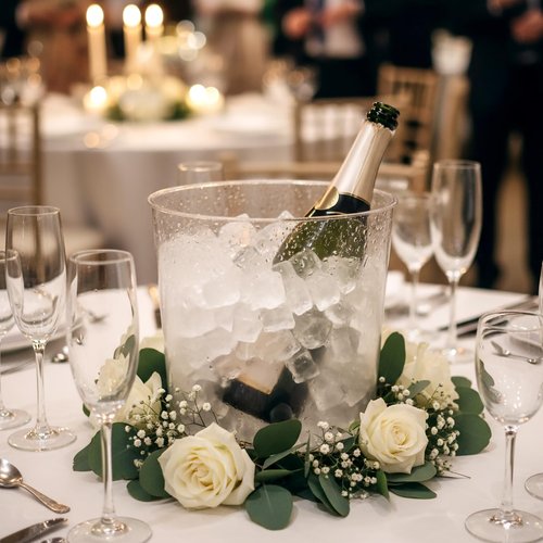FillTouch 24 Pcs Plastic Ice Bucket 6 Liter Clear Ice Drink Wine Cooler for Wedding Large Champagne Beer Buckets Beverage Tub Soda Chiller for Party Bar Flower Vase Trash Can (Glitter Gold)