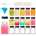 CAKKVDE 16 Pack 2 oz Glass Ginger Shots Bottles with Black Caps,Leakproof 2 oz Juice Glass Bottles with Lids for Wellness Shot,Ginger,Beverages