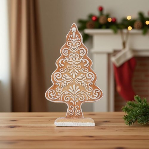 Braxio Gingerbread Christmas Tree Figurines - Stunning Sequined Tabletop Decoration | 5.5x2.25x10 Inch
