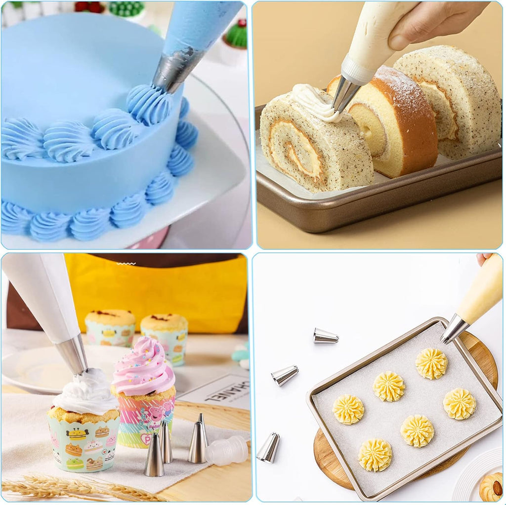 Pastry Piping Bags Set - 100 Disposable 12-Inch Bags with 7 Frosting Tips & 10 Ties for Cake Decorating