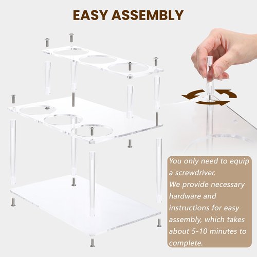 Baosia Acrylic Coffee Syrup Rack (6 Bottle Capacity),Syrup Bottle Holder Stand for Coffee Bar,Kitchen.Small Wine Rack for Bar,Family,Storage for Syrup,Wine,Condiments(Transparent)