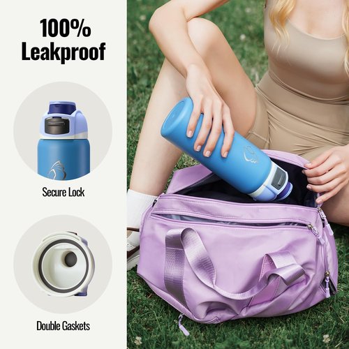 BUZIO 32 oz Insulated Stainless Steel Water Bottle - Triple Wall, Leakproof Lid, Haze Blue