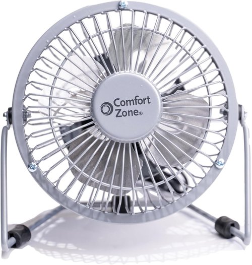 Comfort Zone Mini Desk Fan - High Velocity 4-Inch All-Metal USB Fan with 360° Tilt & Quiet Operation | Perfect for Home, Office & Travel