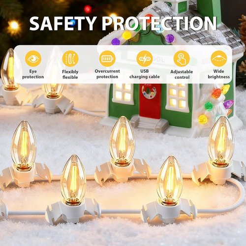 Department 56 USB 5V LED Light Set - 6 Lights for Halloween & Christmas Village Decor | 9.8ft White Cord