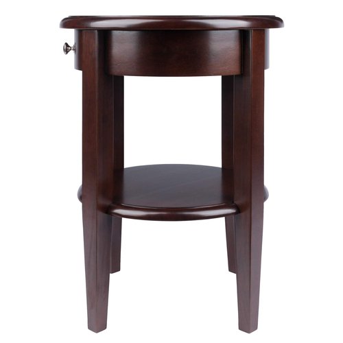 Winsome Concord Round End Table with Drawer and Shelf, for Living Room, Bedroom, Walnut