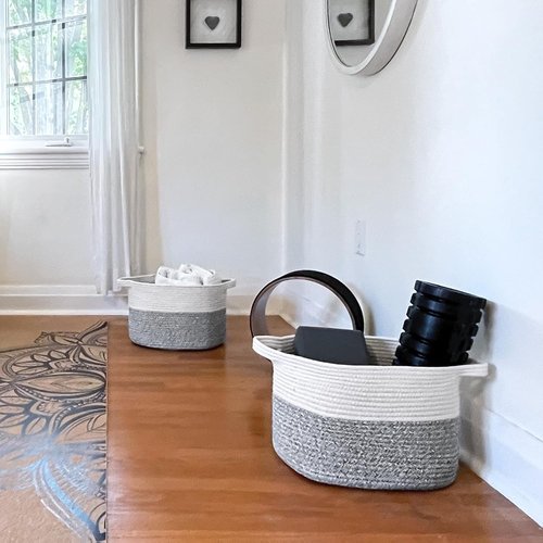 Goodpick Storage Baskets - Woven Rope Organizing Bins with Handles | 13 x 10 x 9 Inches, 3 Pack
