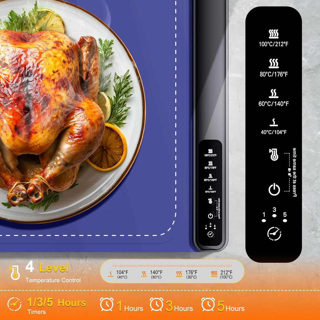 Skiennix Food Warming Mat - 4 Temperature Levels | Fast 8-Second Heating Tech | Perfect for Parties & Buffets