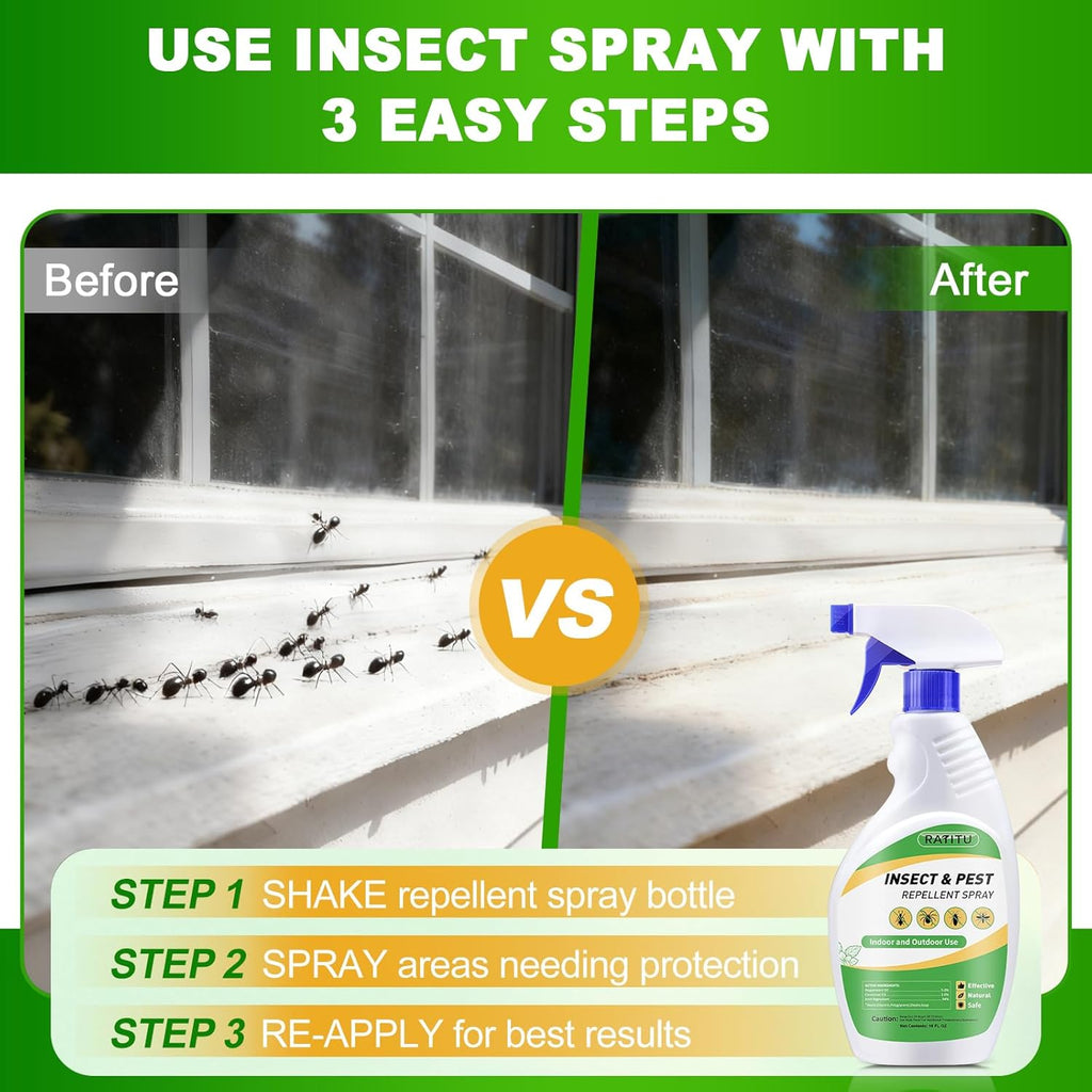 Peppermint Oil Insect Repellent Spray - 16 OZ Natural Formula for Ants, Spiders & Mosquitoes | Pet Safe
