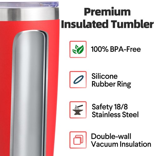 Volhoply 20oz Stainless Steel Tumbler with Lid and Straw Bulk 12 Pack,Double Wall Insulated Travel Iced Coffee Mug Fits Cup holder,Powder Coated Cups for Hot/Cold Drinks,Gifts for Women（Red,12 Set）
