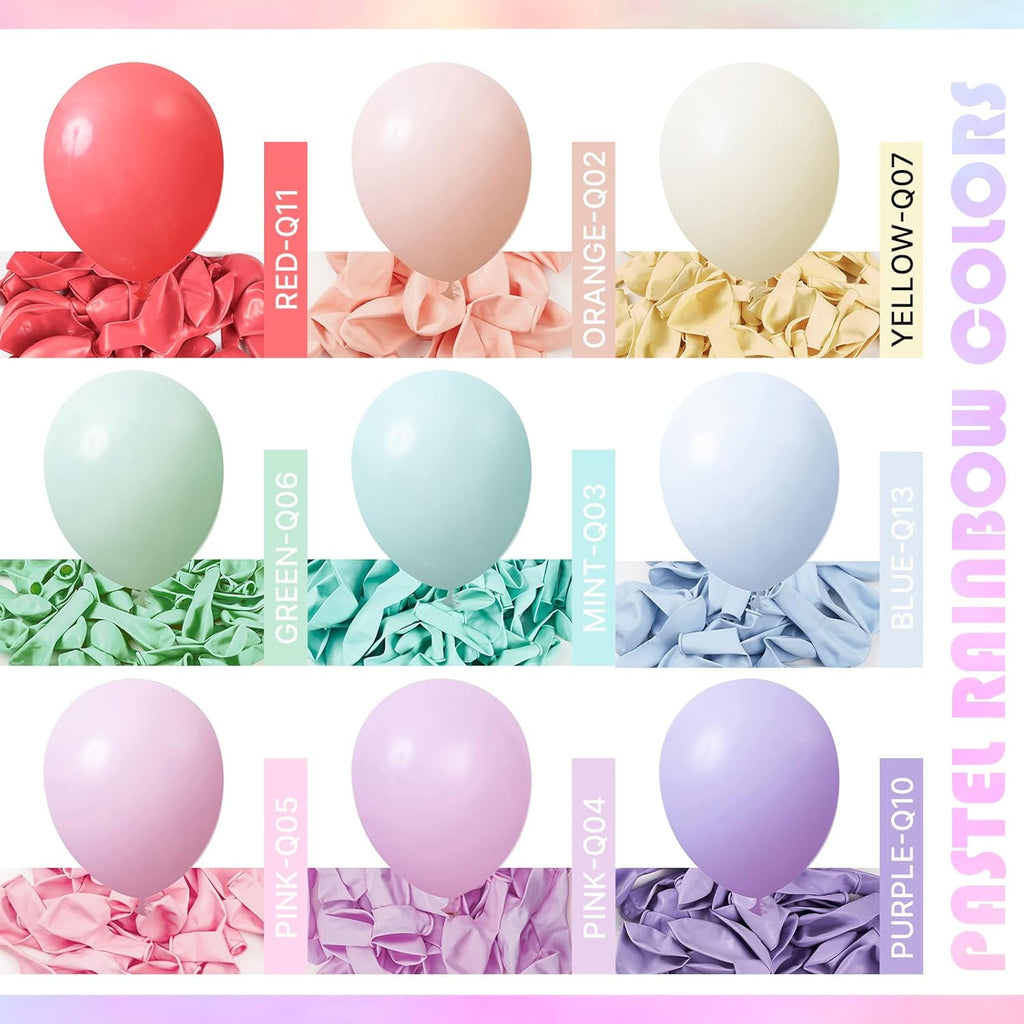 PartyWoo Pastel Balloons - 101pcs 12 Inch Rainbow Latex Balloons for Baby Showers & Celebrations