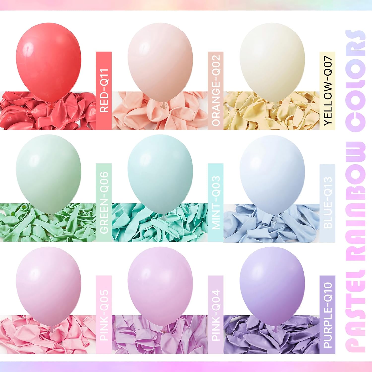 PartyWoo Pastel Balloons - 101pcs 12 Inch Rainbow Latex Balloons for Baby Showers & Celebrations