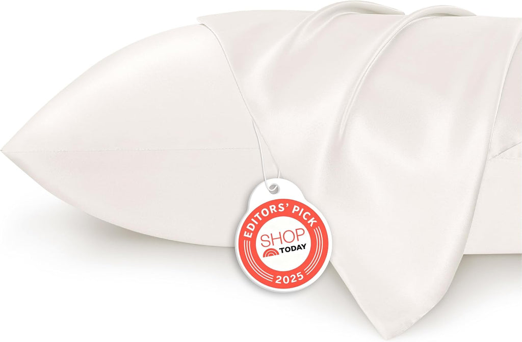 Bedsure Satin Pillowcase - Luxurious Ivory Silky Pillowcases for Hair & Skin | 20x30 Inches, 2-Pack
