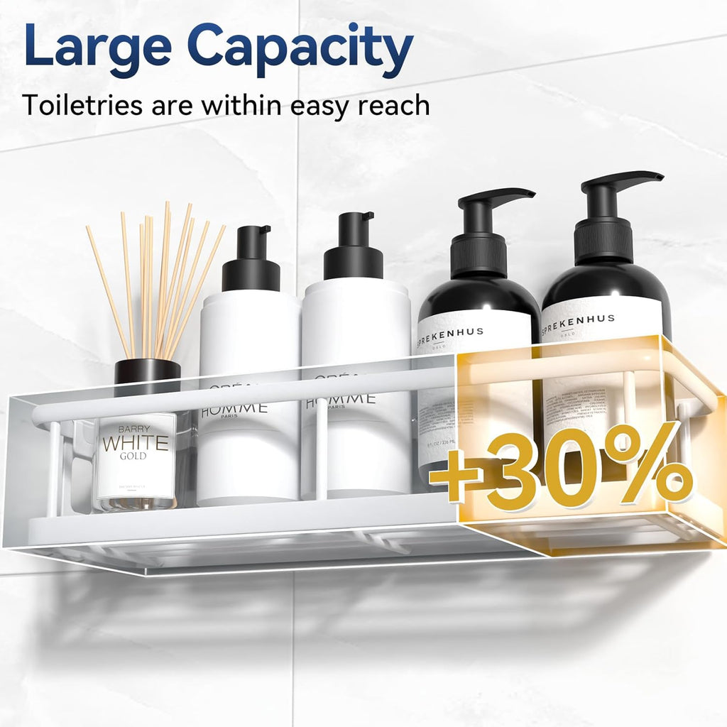 YASONIC Shower Caddy - No Drill Bathroom Organizer with Removable Hooks | Rust Proof, White, 2 Pack