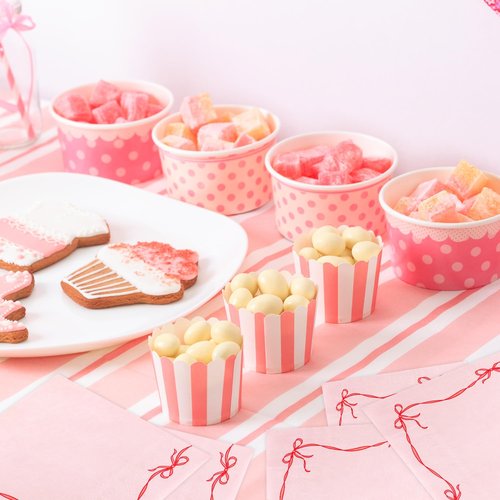 50Pack Red Pink Bow Paper Napkins Bachelorette Decorations Bow Theme Birthday Party, Bridal Engagement Decor, Girl Baby Shower Table Supplies 6.5''