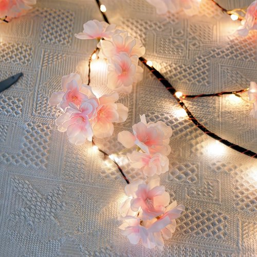 XINXIANLIAN 100 LED Cherry Blossom Lights, 5.9ft Fairy Lights for Bedroom, 8 Flashing Modes Cherry Blossom Branches, for Mantel, Wedding, Party and Christmas Decoration.
