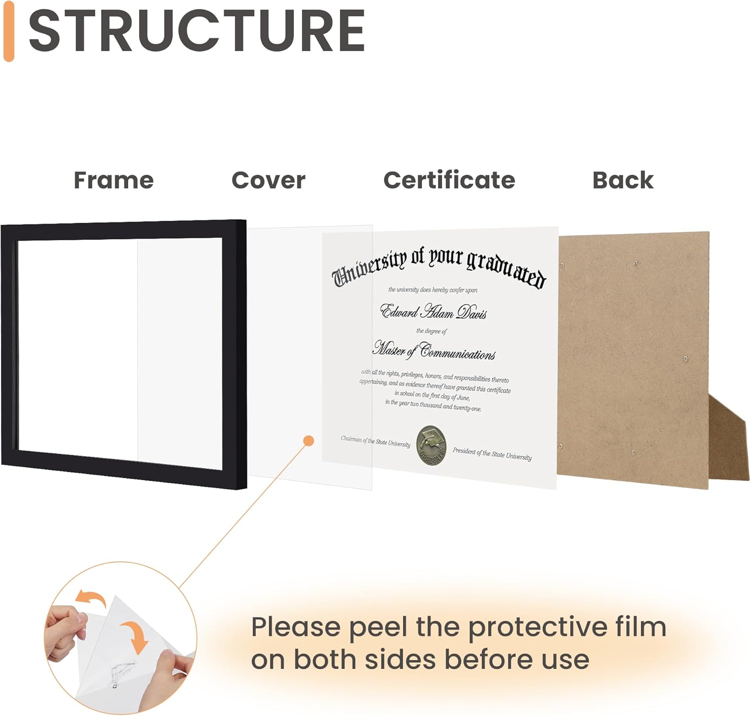 Upsimples 8x10 Picture Frame Set of 5 | Includes 8.5x11 Certificate Frame for Versatile Display