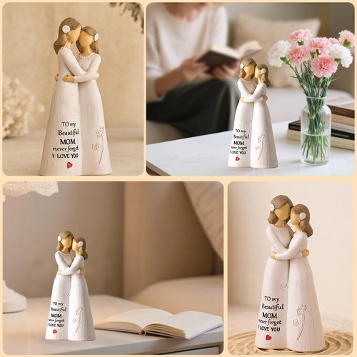 NAN ZAI NAN FANG Mother Daughter Figurine - Hand-Painted 5.5" Sculpture for Home Decor | Perfect Gift for Mom
