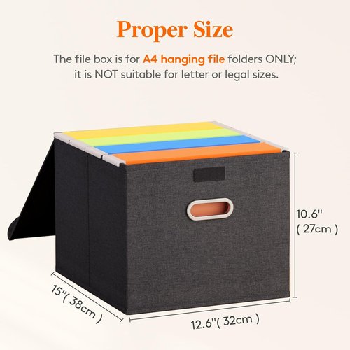 Lifewit File Organizer Box - Portable A4 Hanging File Storage - Dark Gray, 2-Pack for Home & Office