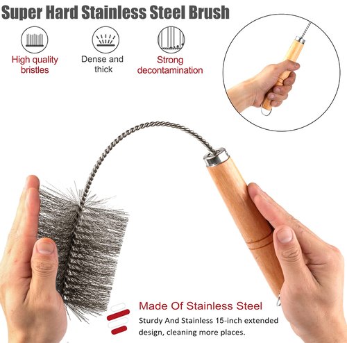 15-inch Tent Wood Burning Stove Pipe Cleaning Brush with Stainless Steel Bristles, and Chimney Cleaning Wire Brush | for All Kinds of Pipe Cleaning. (2.5IN)