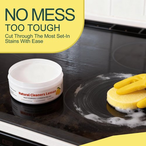 FAVIRZCE All Purpose Cleaner and Polish Paste - Glass Oven & Stove Top Cleaner for Kitchen Burnt Pans Cooktops Sinks Tile & White Shoes - Natural Multi Surface Grease Marker & Hard Water Stain