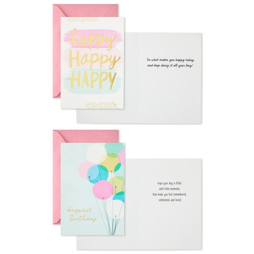 Hallmark Birthday Cards Assortment, 16 Cards with Envelopes (Cake, Candles, Balloons)