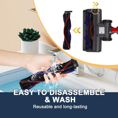 HESTIA Hardwood Floor Attachment for Dyson V7 V8 V10 V11 V15 SV10 SV12 SV14 Cordless Stick Vacuum Cleaners, V-Shaped Roller Brush, LED Headlights, Cleaner Head Replacement Parts