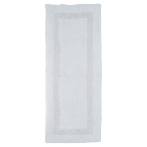 Lavish Home Reversible Long Bath Mat - 60x24-Inch Plush Cotton Bathroom Runner - Machine Washable Bath Mats for Bathroom, Kitchen, or Laundry Room (White)