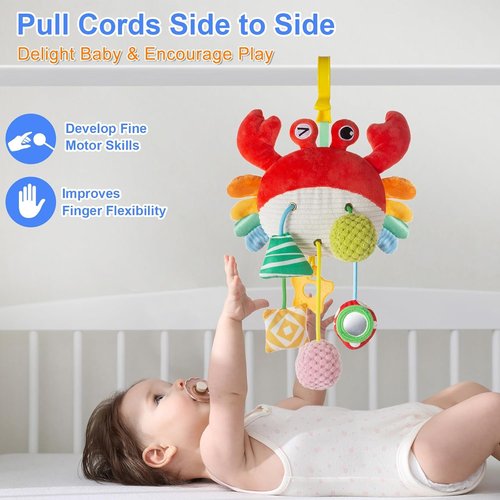 Lynncare Car Seat Toy - Engaging Stroller Accessory with Clip, Rattle & Mirror for Infants 0-6 Months