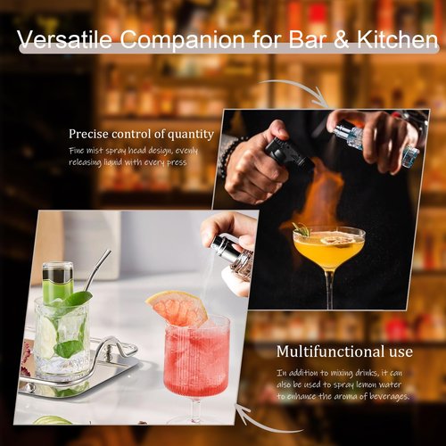 Premium Glass Atomizer Spray Bottle - 30ml Refillable Cocktail & Coffee Mister, Leak-Proof Food Safe Design for Vermouth, Bitters, Essential Oils, Bar & Kitchen