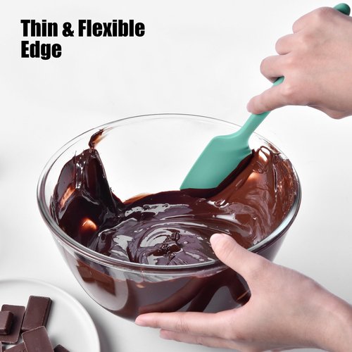 600°F Heat Resistant Small Spatula, Doosu Mini Food-Grade Silicone Bowl Scraper Compact Flexible Kitchen Cooking Baking Tool for Scraping Jar Jams Nut Butters & Mixing Stirring Sauce (Aqua Sky)