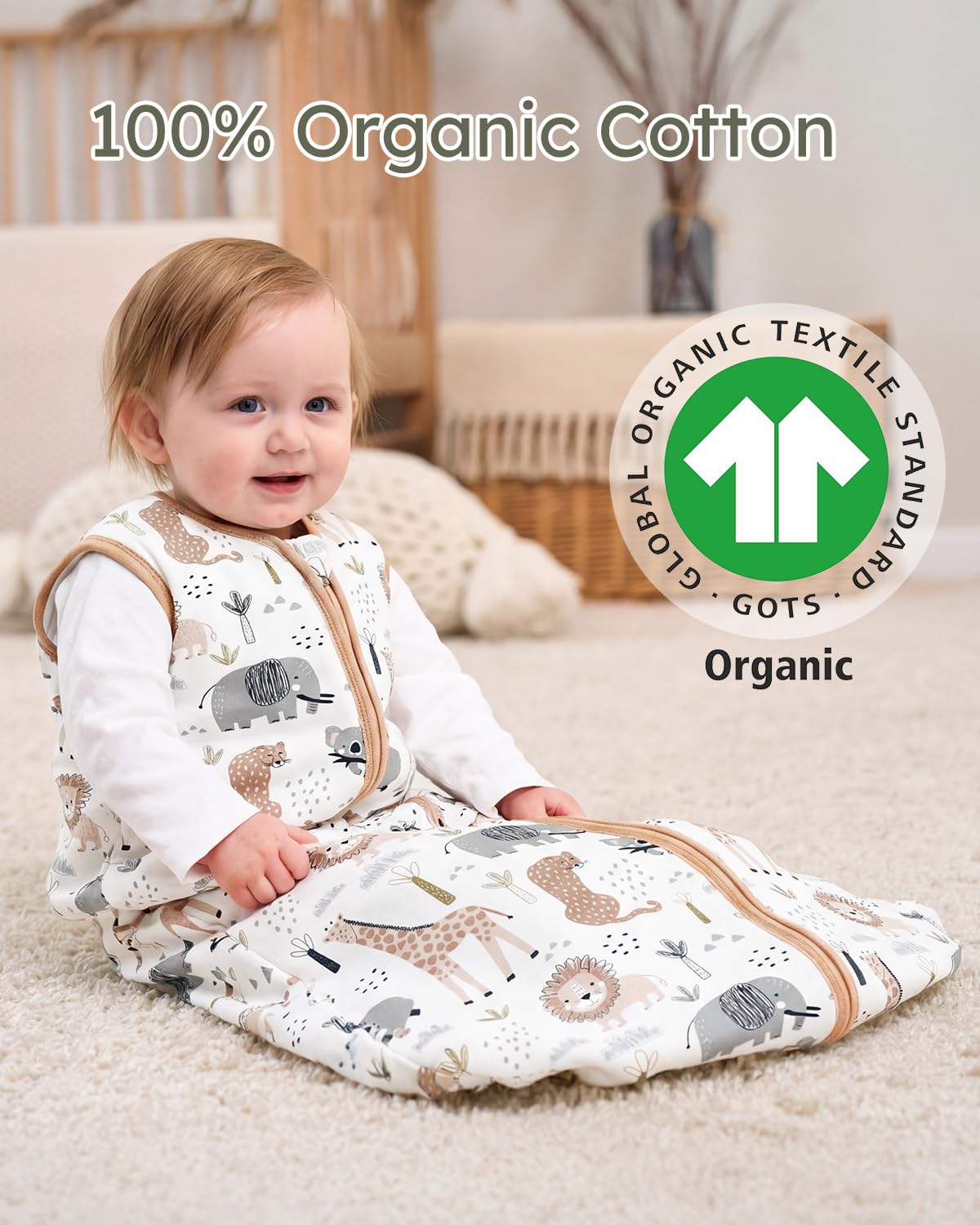 Yoofoss Baby Sleep Sack - 1.5 Tog Organic Cotton Wearable Blanket for 0-6 Months | Warm & Comfy