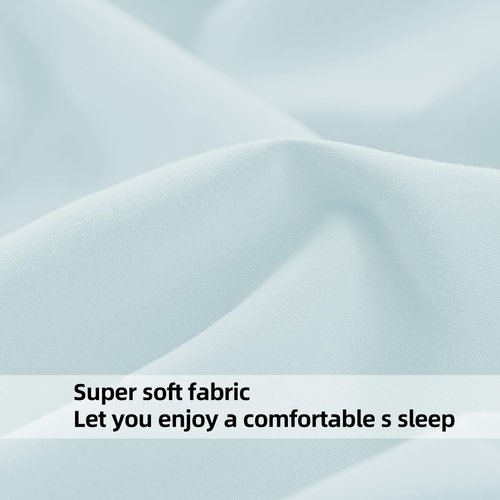 HBHLFZ King Fitted Sheet Only, Soft Breathable Bottom Sheet - 78"x80" Deep Pockets King Size Fitted Sheet - All Around Stretch Fit, Wrinkle Resistant, Colorfast - Easy Care, Light Blue