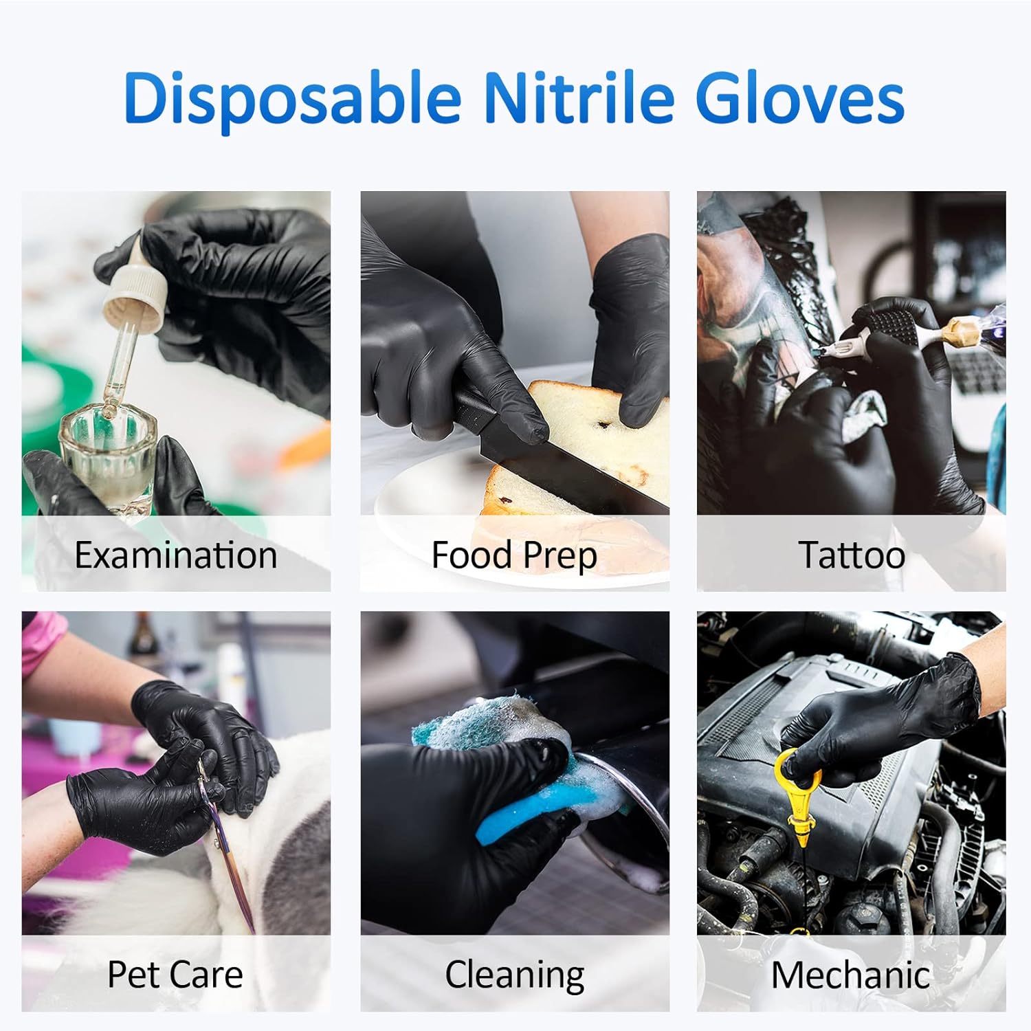 Schneider Nitrile Exam Gloves - 4 Mil Black Disposable, Latex-Free & Powder-Free for Food Safety