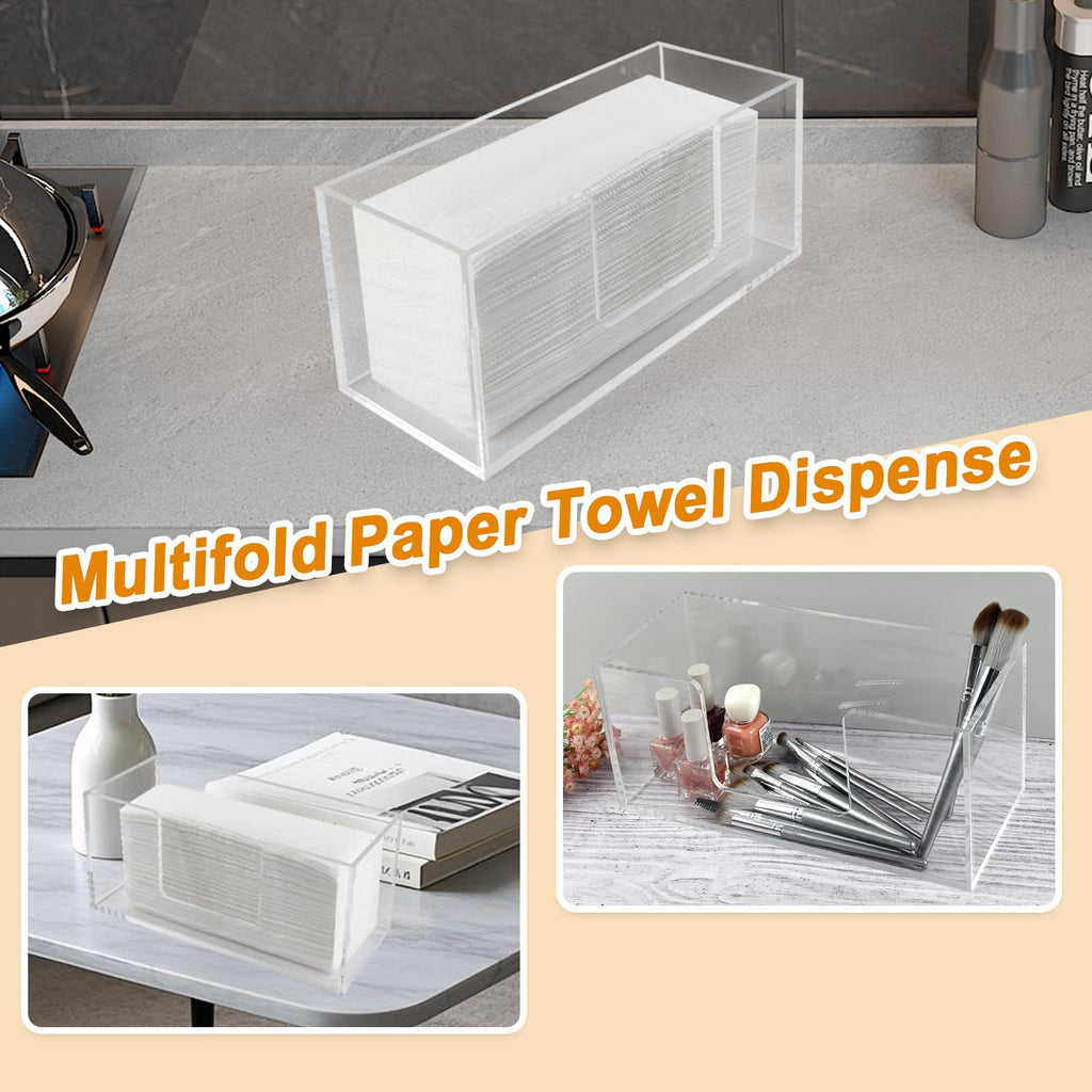 Acrylic Paper Towel Dispenser, Clear Napkin Holder for Bathroom, 4 Pack