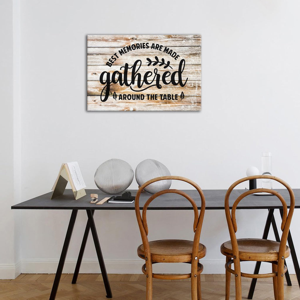 Gather Signs for Home Decor Farmhouse Dining Room Wall Art Kitchen Canvas Prints Gather Sign Wall Decor Rustic Kitchen Wall Art Decor Inspirational Sayings Quotes Poster Painting Family Artwork 16x24"