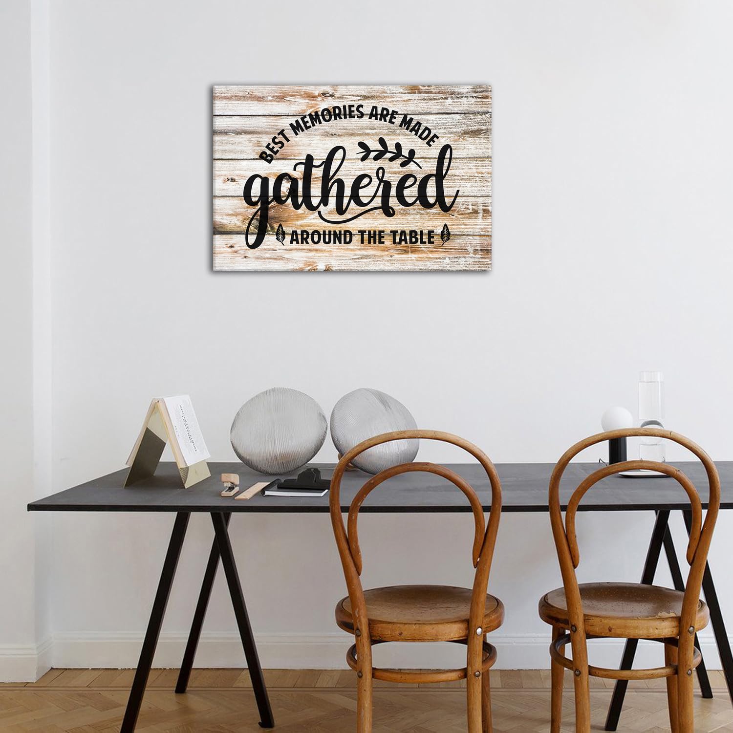 Gather Signs for Home Decor Farmhouse Dining Room Wall Art Kitchen Canvas Prints Gather Sign Wall Decor Rustic Kitchen Wall Art Decor Inspirational Sayings Quotes Poster Painting Family Artwork 16x24"