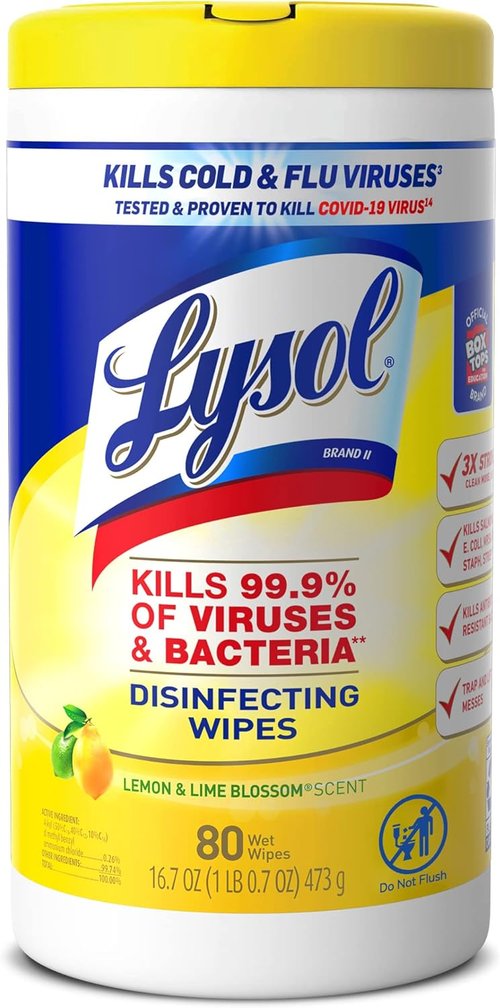 Lysol Disinfecting Wipes - All-Purpose Multi-Surface Cleaner | Lemon & Lime, 80 Count Bundle