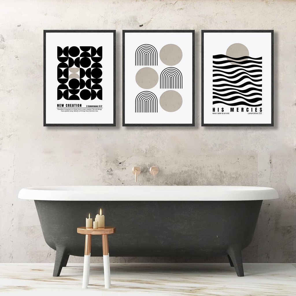 COYIKC 3Pcs Black and White Christian Canvas Wall Art Minimalist Bible Prints Jesus Faith Scripture Wall Decor Pictures Modern Abstract Painting artwork for bedroom office home decoration 16x24in