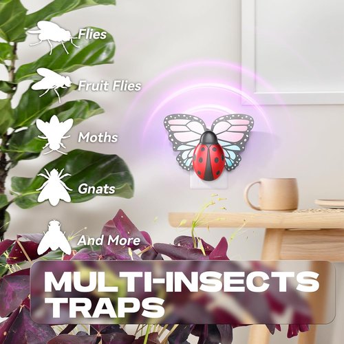 Flying Insect Trap - Indoor Light Fly Trap for Flies, Fruit Flies & Mosquitoes | 1 Device + 3 Refills