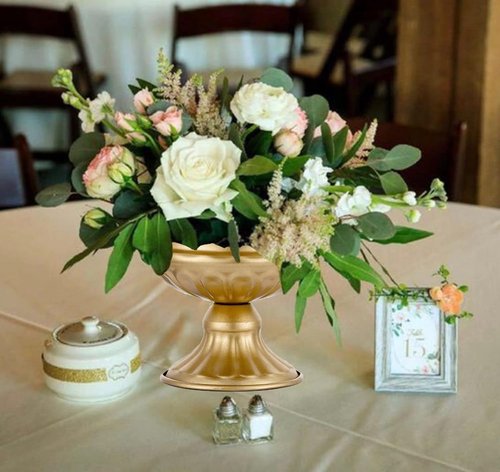 Hewory Gold Compote Pedestal Vase - Elegant Metal Floral Centerpieces | 10pcs, 6.5in Brass Bowls for Weddings & Parties