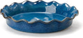 SIDUCAL Ceramic Pie Pan - Reusable Non-Stick Baking Dish with Ruffled Edge | Deep 10.5-Inch Active Blue