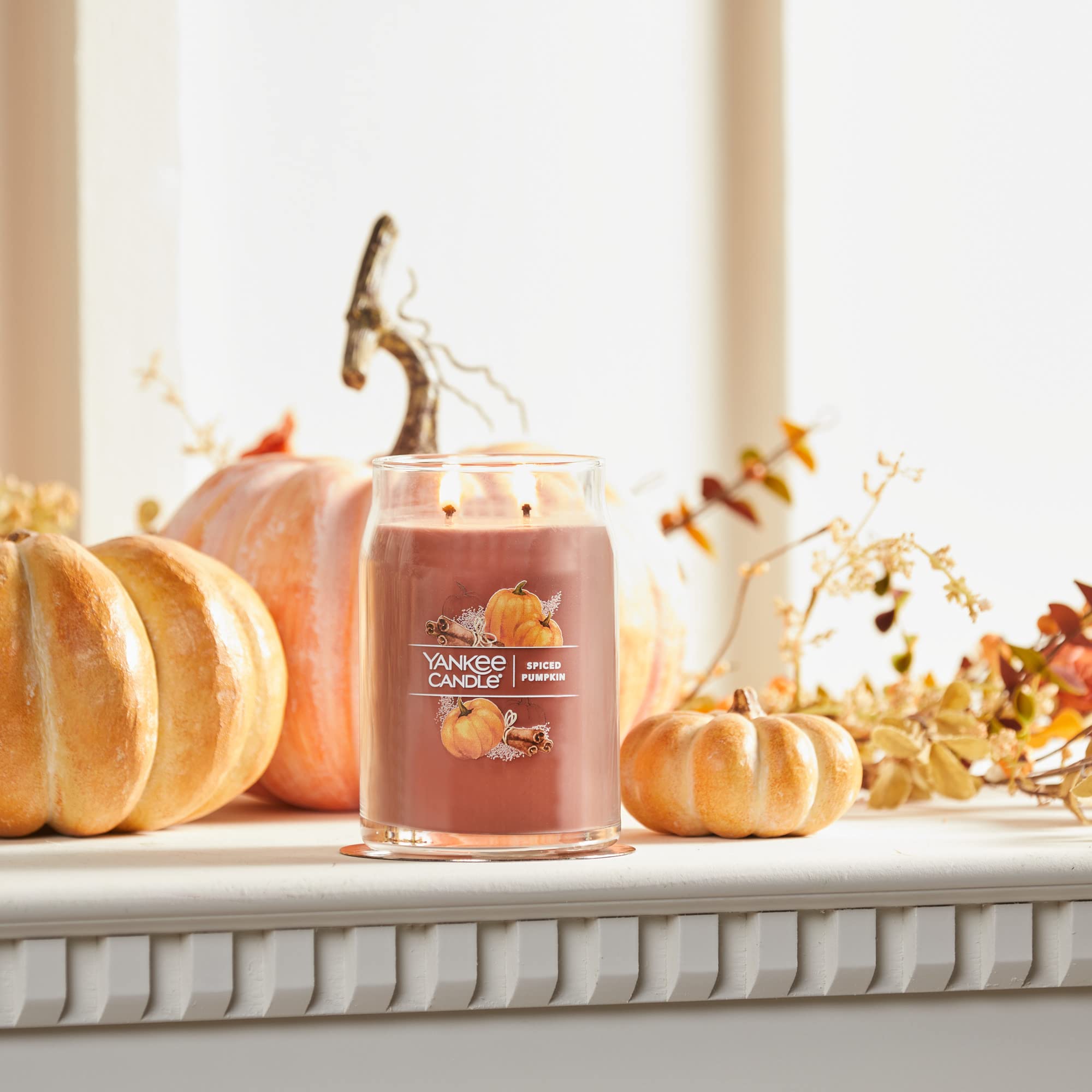 Yankee Candle Spiced Pumpkin Scented Signature 20oz Large Jar 2-Wick Candle Over 60 Hours of Burn Time
