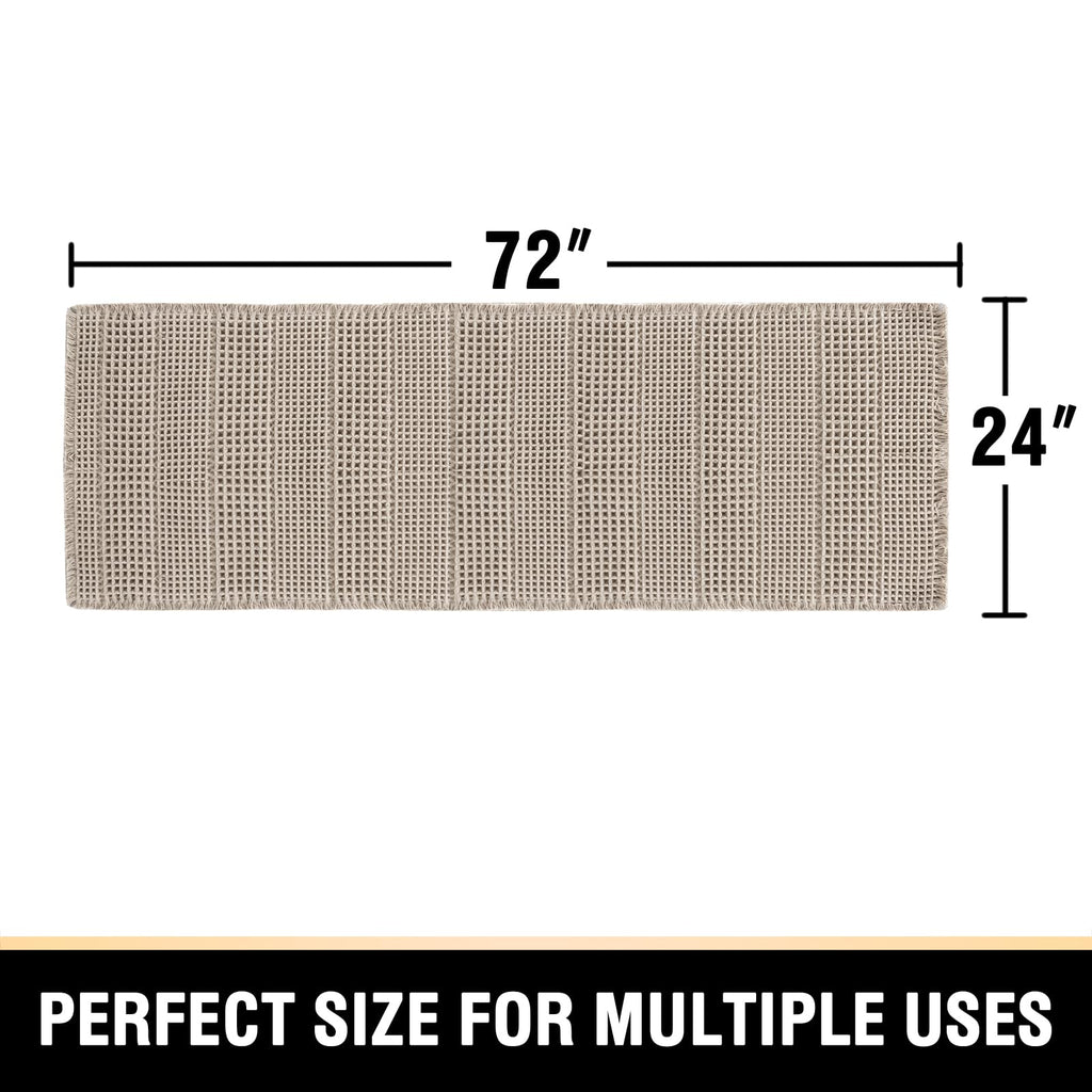 H.VERSAILTEX Upgraded Waffle Runner Rug Super Absorbent Non Slip Bath Rugs for Beside Tub, 24" x 72", Irish Cream