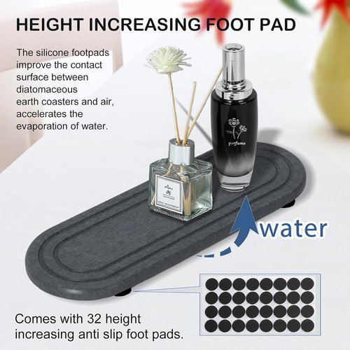 Diatomaceous Earth Coasters by Skiennix - Fast Drying Water Absorbent Stone Tray Set | 2PCS for Kitchen & Bathroom