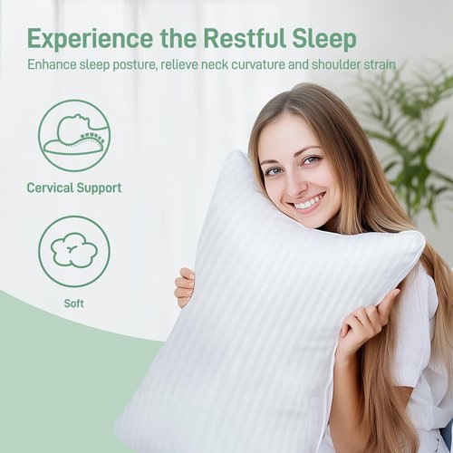 Cotelovo Hypoallergenic Soft Down Alternative Filling with Cotton Shell Hotel Quality Pillow, Breathable, Ideal for Side, Back and Stomach Sleeper, Oeko-TEX Certified King Size Set of 1