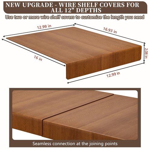 Wire Shelf Covers, Flexible Length Adjustment，Upgrade Wire Rack Covers for Pantry, Closet ，for All 16" D Wire Rack Covers(8pcs, 13" W x 16" D)